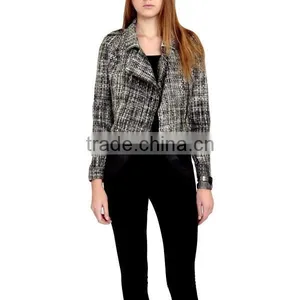 Latest Design Lapel Collar Front Zipper Open Long Sleeve Lady/woman Fashion Jacket&blazer thumbnail-3