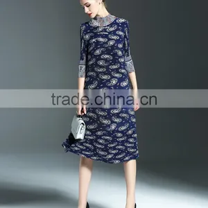 Ancient Printing High Neck Oversize Spring Dresses for Fat Lady thumbnail-3