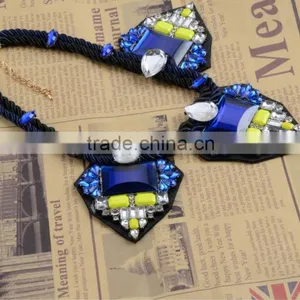 Fashion People Geometric Triangle Blue/yellow Gems Handmade Rope Chain Necklaces thumbnail-3
