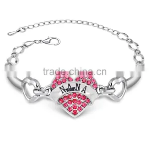 White Heart Rhinstone Hope Bracelet Personal Custom Logo Hope Bracelet for 2016 Promotion Gitfs thumbnail-6
