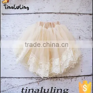 Fashion New Baby Girls Cream Lace Pettiskirts Kids Tutu Skirts for 2-8 Years Fluffy Tutus thumbnail-1