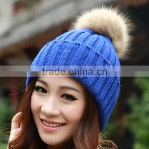 2014 New Women's Knit Cap Beanie Hat With Fur Korean Style Knitted Hat SV007977 thumbnail-3