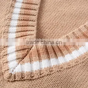 Winter Autumn Women Long Pattern Knit School Uniform Sweater Vest thumbnail-4