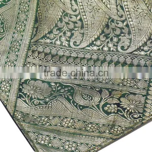 Green Vintage Zari Cushion Covers India Inspired Couch Sofa Accent 2 Pillows thumbnail-2
