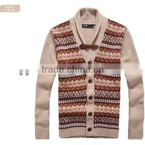 The Long Sleeve Orange White Front Stripes Design Knitting Pullover Casual Men Knitted Sweater thumbnail-1