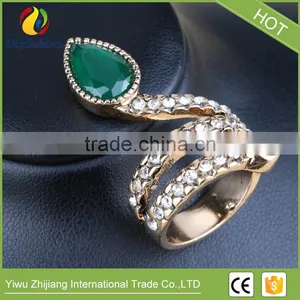 Animal Ring Jewelry For Women Finger Fashion Accessories Retro Gold Green Stone Snake Ring Party Gift thumbnail-6
