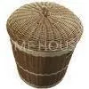 Round Rattan Laundry Basket With Lid thumbnail-1