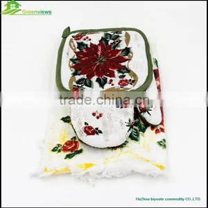 Cheap Potholder Oven Mitt Hotel Hand Towel Kitchen Textile Hot Selling Apron Oven Glove Kitchen Towel Set thumbnail-4