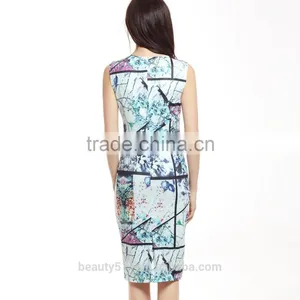 Summer Women Elegant High Quality Flower Printed O-neck Mini A-line Korean Dresses New Fashion Lady Dress SD03 thumbnail-2