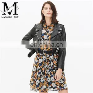 Genuine Cheap Ladies Leather Jacket For Girls Black Color Cool Style Fancy Leather Jacket thumbnail-3