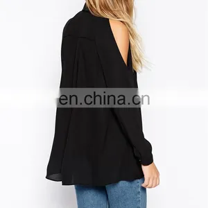 China Supplier Fashion Blouses 2015 / Dongguan Cold Shoulder Women Blouse / Clothing Manufacturers Chiffon Style Blouse thumbnail-2