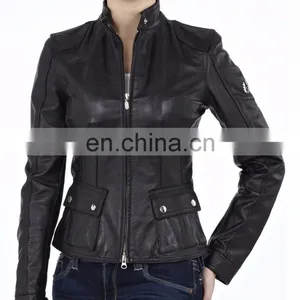 Woman Faux Leather Moto Zip Jacket thumbnail-3