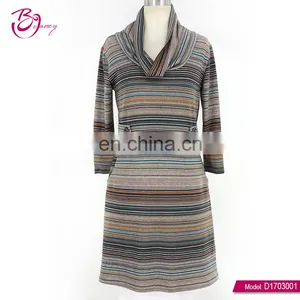 Polyester Fiber Stripe Latest Fashion Casual Maxi Dresses For Women thumbnail-3