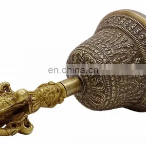 Indian Antique Tibetan Religious Brass Quality Bell Hand Vajra Dharma Objects Tibetan Buddhist Meditation Bell and Dorje Set thumbnail-5