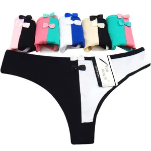Yun Meng Ni Sexy Underwear Stitching Color Women Panties Soft Cotton Thongs For Women thumbnail-4