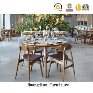 Custom Hotel Wood Restaurant Armrest Chairs Coffee Shop Dining Armchair Set thumbnail-3