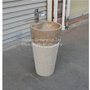 G682 Granite Pedestal Sinks,Yellow Granite Wash Basins, Nature Stone Bathroom Sinks thumbnail-3