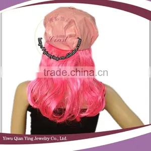 Cheap Nice Pink Adult Party Hat With Hair Attached thumbnail-3