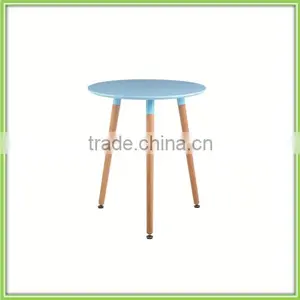 Solid Wood Legs And Blue Round Coffee Table Wood thumbnail-1