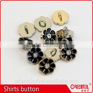 11.5mm Flower Rhinestone Enamel Plating Metalic Shirts Button thumbnail-5