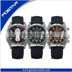 Mens Vintage Luxury Custom Western Sports Military Full Stainless Steel 5ATM Water Resistant Leather Wrist Watches thumbnail-4