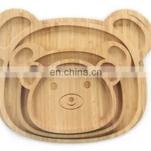 Wholesale Natural Wooden Lion Shape Reusable Bamboo Kids Plate thumbnail-5