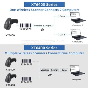 XT6400ER-2 XTIOT 2 In 1 2.4G Wireless Barcode Scanner 100M Wireless Distance Cordless thumbnail-1