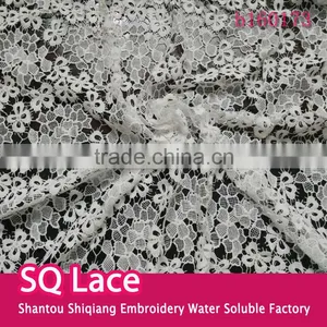 2016 New Design Milk Silk 100% Polyester Chemical Lace Water Soluble Embroidery Lace Textile for Dress thumbnail-1