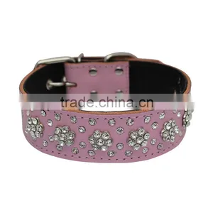 Professional Manufacturer Wholesale Diamond Litchi Grain Leather Pet Collar Dog Collars thumbnail-1