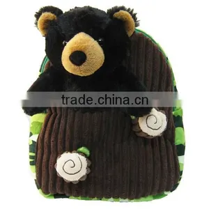 13"*11"Black Bear in Tree Plush Kids Backpack/Plush Animated Animal Bear Backpack/Lovely Plush Animal Toy Backpack thumbnail-1
