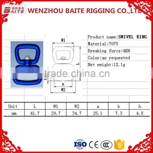 China Made 4KN Breaking Force Aluminum Double Swivel Bolt ,blue Swivel Aluminum Ring , Snap Hook Bag Parts & Accessories thumbnail-2