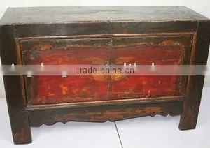 Chinese Antique Mongolia Painted Wooden Cabinet thumbnail-1