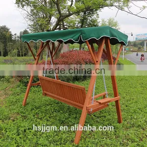 Outdoor Wooden Garden Swing Bench With Canopy thumbnail-2