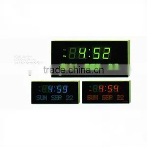 LED Color Digit Time/Day of Week/Date Display Clock With Aluminium Alloy Frame thumbnail-1
