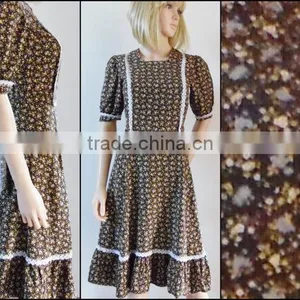 Summer French Petite Midi 70s Brown Vintage Women Casual One Piece Dress in Floral Print thumbnail-1