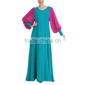 2016 Latest Fashion Summer Clothes Women Patchwork Chiffon Mixed Color Dress Arabic Evening Dresses thumbnail-3