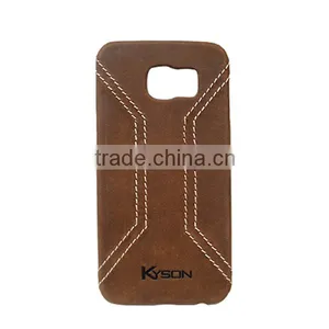 Real Natural Leather + Hard Case Cover For Samsung Galaxy S6 Edge Plus thumbnail-1