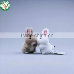 White and Grey Cute Mini Bunny Animal Stuffed Toys Keychain for Sale thumbnail-3