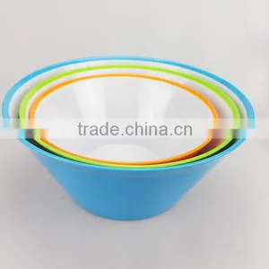 Wholesale 3 Pcs Two Tone Straight Grain Melamine Mixing Bowl Set thumbnail-1