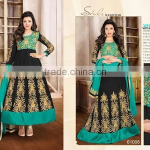 GEORGETTE SEMI STITCHED ANARKALI SUIT thumbnail-2