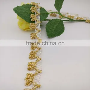 DIY Sewing Garment Soft Flower Metallic Gold Lurex Braid Nylon Lace Trims thumbnail-1
