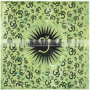 Indian Abstract om Design, Hippie Wall Hanging, Indian Bohemian Tapestry, Twin Size Tapestry thumbnail-1