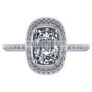 Unstudded Polished Silver Mounting Accent Engagement Ring Mount007 thumbnail-1