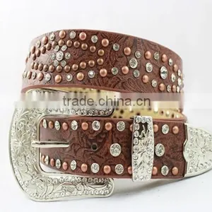 Western Bling Stone and Conchos Woman Western Rhinestone Belt thumbnail-1