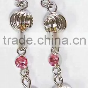 Fashion Earring With Metal Ball and Stone Pendant thumbnail-1