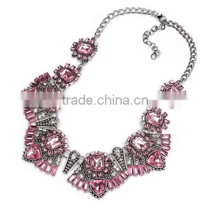 Alloy Flower Crystal Acrylic Hot Fashion Women Jewelry Necklace Chain Statement thumbnail-4