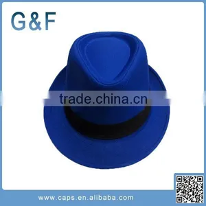 New Style Top Selling Black Fedora Hat With White Band thumbnail-3