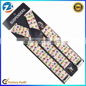 Colorful Cartoon Patterns Wide Elastic Mens and Ladies Braces Suspenders Factory Direct Sale thumbnail-1