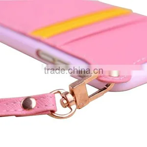 Ultra Thin pu Skin+tpu Dual Color Cellphone Pocket Leather Case for Iphone 6/6s With Hand Rope Supplier's Choice thumbnail-4