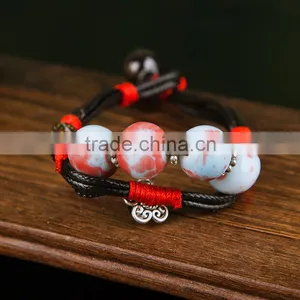 2015Hot Sales White and Yellow Unique Handmade Jingdezhen Ceramic Bead Bracelet thumbnail-1